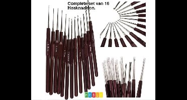 *** Set 16 Stuks 0.5 Mm-2.5 Mm Haaknaalden Bruin Plastic Handvat Haak Set Diy Naaien Naalden Breien Haken Gereedschap - van Heble® ***