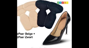 *** 4 paar zelfklevende Siliconen Hielbeschermers – Paar Beige en Zwart ***