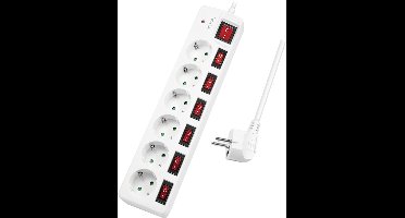 LogiLink LPS250 stekkerdoos 1,5 meter 6-voudig Wit
