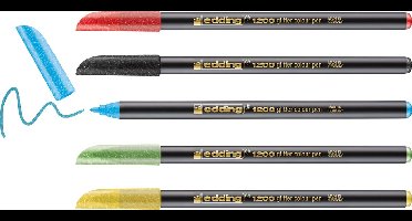 edding 1200 glitterstiften met vaste punt - veelkleurig - zonder micro-plastics - 5 glitter viltstiften met intensief glittereffect - ronde punt 3 mm - voor nauwkeurig schrijven, schetsen en schilderen