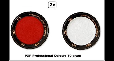2x Set PXP Professional Colours schmink rood en wit 30 gram - Schminken verjaardag feest festival thema feest