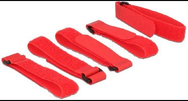 Klittenband haak-en-lus bevestigingsmiddelen L 300 mm x B 20 mm 5 stuks met lus rood