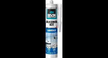 Bison Siliconenkit grijs-transparant koker 300 ml - waterbestendige kit, sanitaire afdichting, ongevoelig voor schimmel, kleurvast, blijvend elastisch, makkelijk verwerkbaar