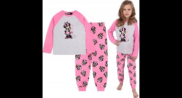 DISNEY Minnie Mouse - Roze en Grijze Pyjama voor Meisjes met Lange Mouwen
