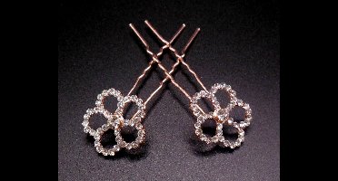 Haarpinnen bloem 5 bladeren met strass