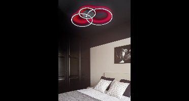 TRIO WINONA - Plafondlamp - Zwart mat - incl. 1x SMD 28W - Licht apart schakelbaar - Geintegreerde dimmer - Zwenkbaar - Traploos instelbare lichtkleur - Nachtlampje - Niet geschikt voor externe dimmer - RGBW-kleurenwisselaar - Geheugenfunctie
