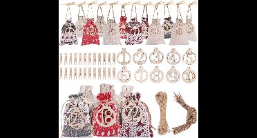 Kerst Advent Kalender Tassen,24 Dagen Countdown Kalender Jute Zakken Trekkoord Geschenktassen DIY Snoep Zakken voor Feestdagen Decoraties