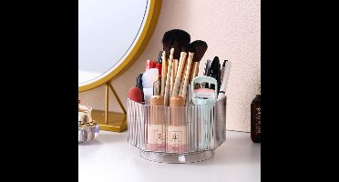360 roterende make-up borstelhouder Clear Make-up Lip Gloss Organizer Case met 5 sleuven Clear White
