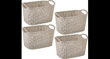 Plasticforte opbergmand/kastmandje - 4x - 6,4 liter - beige - kunststof - 19 x 29 x 18 cm