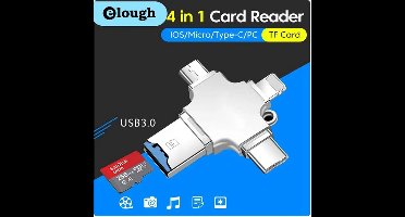 4 In 1 Kaartlezer - Usb 3.0 Naar Type C Adapter - Usb Naar Ios - Micro Tf Kaart - Converter voor Pc Iphone Samsung- Grijs