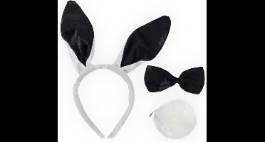 Kinky Pleasure Konijnenoren met Strikje en Konijnenstaart - Perfect voor Carnaval