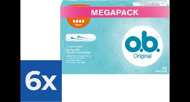 O.B. Tampons - Megapack Super Plus - Gebogen Groeven - 40 stuks - Voordeelverpakking 6 stuks