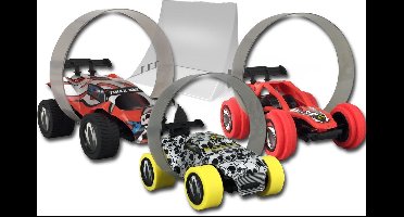 Trixx 360 3 Stuntcars (wit/groen/zwart) incl. extra grote Stuntramp