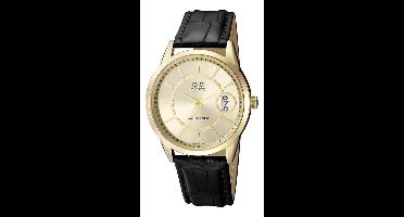 Prachtige heren horloge -goudkleurig/zwart met datum van het merk Q&Q-A456J100Y