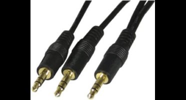 DELTACO MM-17A, Verloop van 1x naar 2x 3.5mm (Male) stereojack, 3m