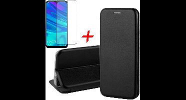 Hoesje geschikt voor Huawei P Smart (2019) - Book Case Portemonnee Zwart + Screen Protector Tempered Glass van iCall