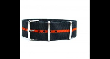 Premium Orange Dark Blue - Nato strap 20mm - Stripe - Horlogeband Oranje Donker Blauw + luxe pouch