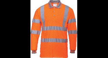 Portwest Hi-Vis Lange Mouw Poloshirt S277 - Oranje - M