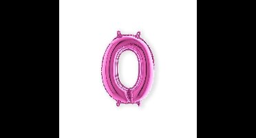 Folieballon cijfer '0' fuchsia (35cm)