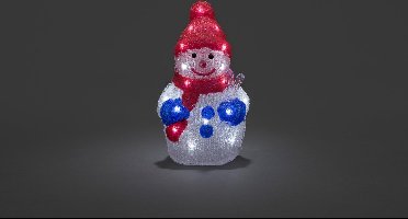 Konstsmide 6140 - Verlicht kerstfiguur - 24 lamps LED acryl sneeuwpop - 18.5x31cm - 6u timer - op batterij - voor buiten - koelwit