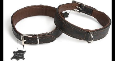 Leren halsband Swirl. Zwart.