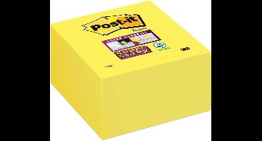 Post-it® Super Sticky Notes, Kubus, Neon geel, 76mm x 76 mm