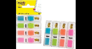 Post-it® Index Smal, Standaard Dispenser - Helder Blauw, Helder Groen, Oranje, Helder Roze