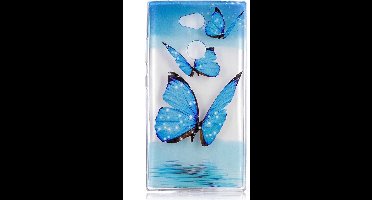 Shop4 - Geschikt voor Sony Xperia L2 Hoesje - Zachte Back Case Vlinders Blauw