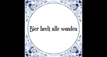 Tegeltje met Spreuk (Tegeltjeswijsheid): Bier heelt alle wonden + Kado verpakking & Plakhanger