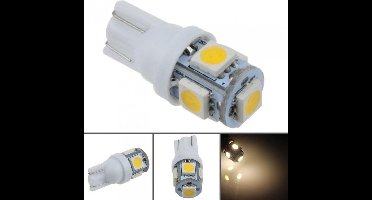 T10 - 12 volt - 5 LED - 5050 SMD - WIT 4000K