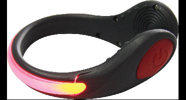 Tunturi - Reflecterende armband met LED - Veiligheidsclip voor Schoen - Hardloop Verlichting - Rood - Inclusief batterijen - Water resistant
