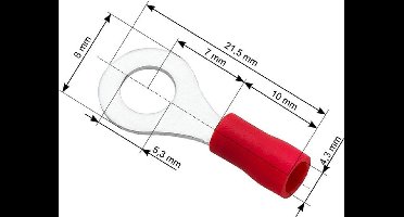 Ringkabelschoen Rood 5.3-8.0 mm - Gat diameter 4,3 mm - M5 - 100 Stuks