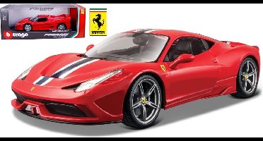 Bburago Ferrari 458 Speciale modelauto schaal 1:18 rood