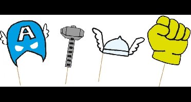 PROCOS - 6 kartonnen Avengers photobooth accessoires - Decoratie > Feest spelletjes