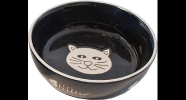Kattendrinkschotel zwart poes met graat 13 cm