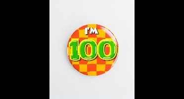 Paper Dreams Button I'm 100 Staal 5,5 Cm Geel/oranje/groen