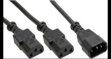 2x C13 - C14 Y-stroomkabel - 0,50m + 2x 0,50m - 3x 1,00mm / zwart - 1 meter