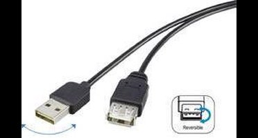 Renkforce RF-4096113 USB-kabel USB 2.0 USB-A stekker, USB-A bus 1.80 m Zwart Stekker past op beide manieren, Vergulde s