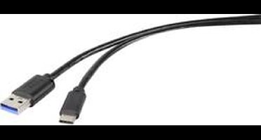 Renkforce RF-4536470 USB-kabel USB 3.2 Gen1 USB-A stekker, USB-C stekker 0.15 m Zwart