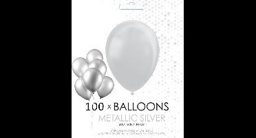 100 metallic zilverkleurige ballonnen 12 inch - 30 cm
