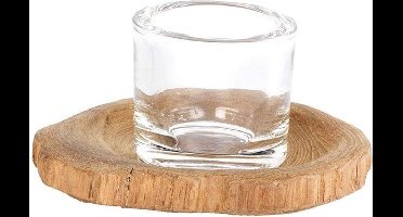 Kaarshouder - windlicht Teak - Ø 12cm