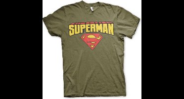 DC Comics Superman Heren Tshirt -2XL- Blockletter Logo Groen