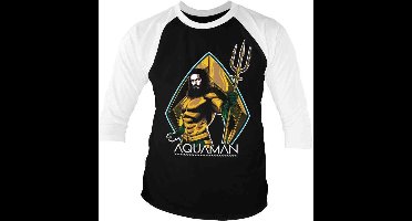 DC Comics Aquaman Raglan top -2XL- Aquaman Zwart/Wit