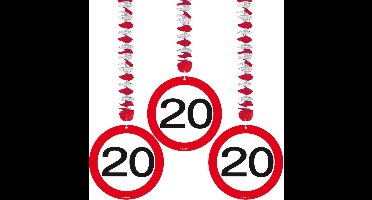 Rotorspiralen 20 jaar verkeersborden 12x stuks - Verjaardag feestartikelen/versieringen