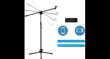 Universeel Verstelbaar Vloer Statief voor Smartphones Zwart