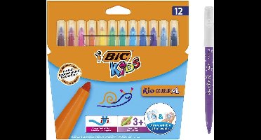 BIC Kids Couleur XL Dikke Viltstift - Ultra wasbaar - 3 jaar en ouder - 12 kleuren