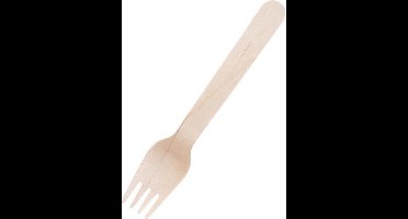 Plastico houten bestek vork 16cm