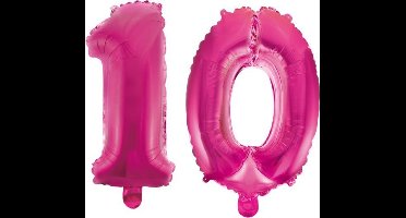 Folieballon 10 jaar roze 86cm