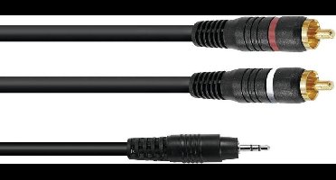 OMNITRONIC jack kabel 3 5 mm -  jack naar tulp - aux kabel - audio kabel 3.5 Jack/2xRCA 6m bk