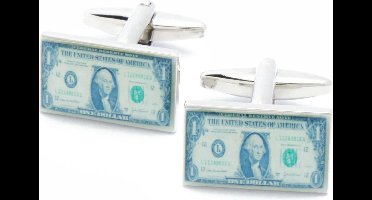 Manchetknopen - Dollar Biljet USD Rechthoekig Groen